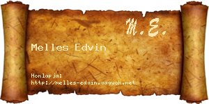 Melles Edvin névjegykártya
